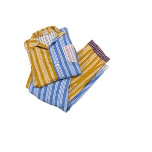 Vint Weldon Mens Pajama Set Striped Button Up Top Pants Sleepwear Loungewear